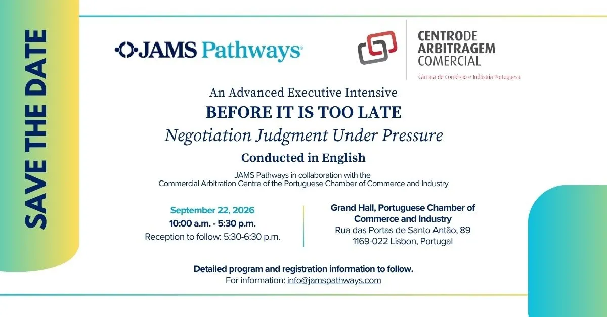 Forma&ccedil;&atilde;o Intensiva Avan&ccedil;ada em Negocia&ccedil;&atilde;o sob Press&atilde;o | JAMS Pathways